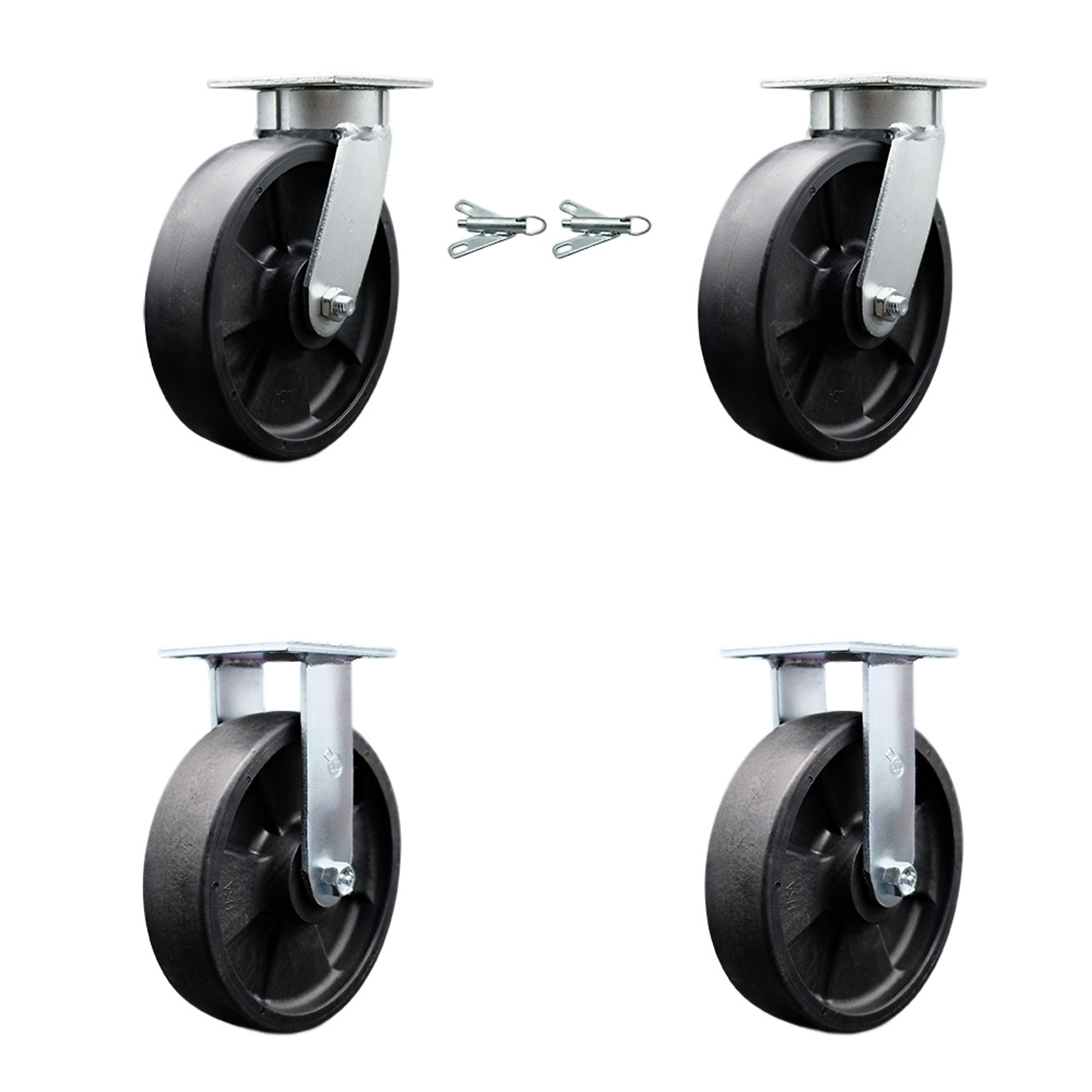 Service Caster, 8in. x 2in. Plate Casters, Wheel Diameter 8 in, Caster Type Swivel, Package (qty.) 4, Model# SCC-KP30S820-GFNR-BSL-2-R-2